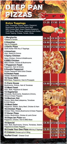 Menu of xxxxx